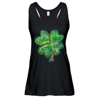 Shamrock Effect St Patricks Day Four Leaf Clover Ladies Essential Flowy Tank