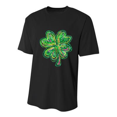 Shamrock Effect St Patricks Day Four Leaf Clover Youth Performance Sprint T-Shirt