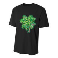 Shamrock Effect St Patricks Day Four Leaf Clover Youth Performance Sprint T-Shirt