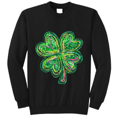 Shamrock Effect St Patricks Day Four Leaf Clover Tall Sweatshirt