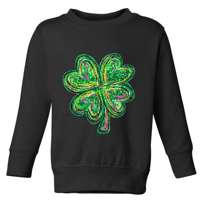 Shamrock Effect St Patricks Day Four Leaf Clover Toddler Sweatshirt