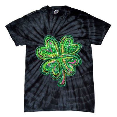 Shamrock Effect St Patricks Day Four Leaf Clover Tie-Dye T-Shirt