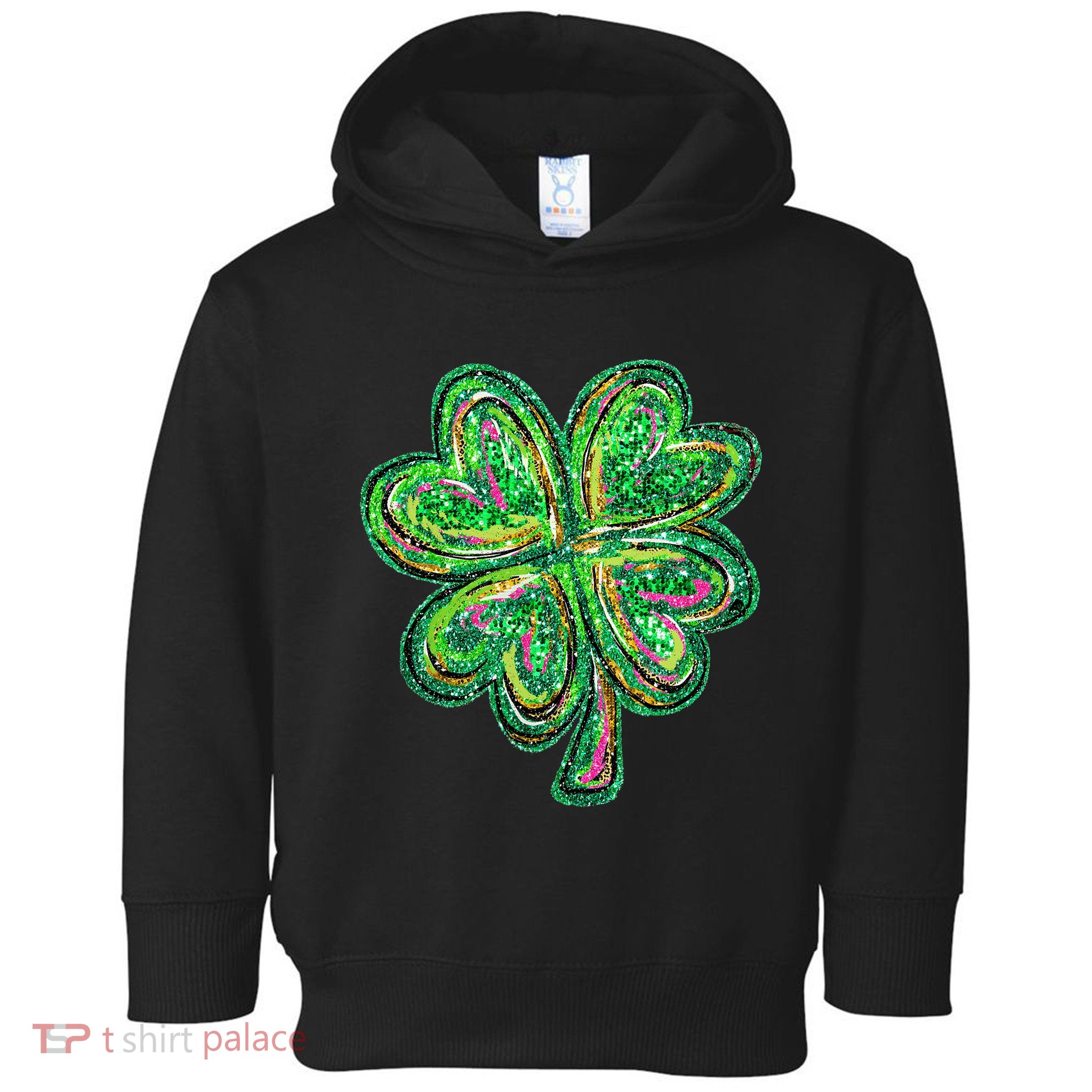Shamrock Effect St Patricks Day Four Leaf Clover Toddler Hoodie