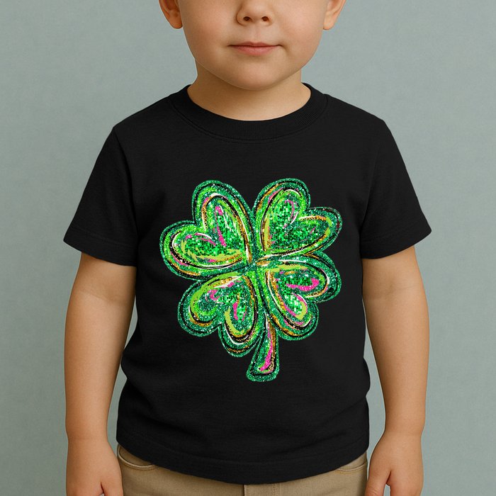 Shamrock Effect St Patricks Day Four Leaf Clover Toddler T-Shirt