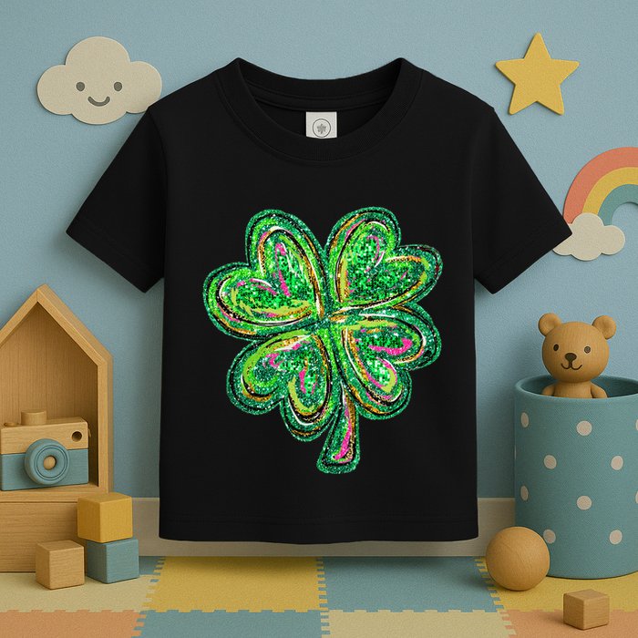 Shamrock Effect St Patricks Day Four Leaf Clover Toddler T-Shirt