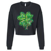 Shamrock Effect St Patricks Day Four Leaf Clover Cropped Pullover Crew