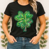 Shamrock Effect St Patricks Day Four Leaf Clover Womens T-Shirt