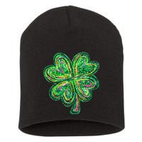 Shamrock Effect St Patricks Day Four Leaf Clover Short Acrylic Beanie