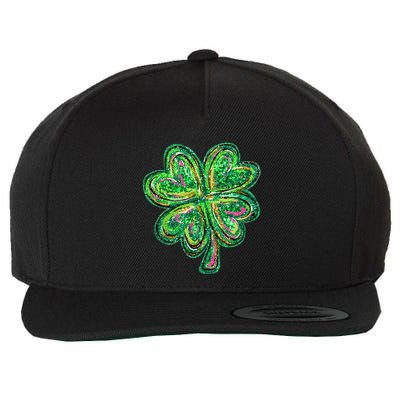 Shamrock Effect St Patricks Day Four Leaf Clover Wool Snapback Cap