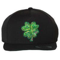Shamrock Effect St Patricks Day Four Leaf Clover Wool Snapback Cap