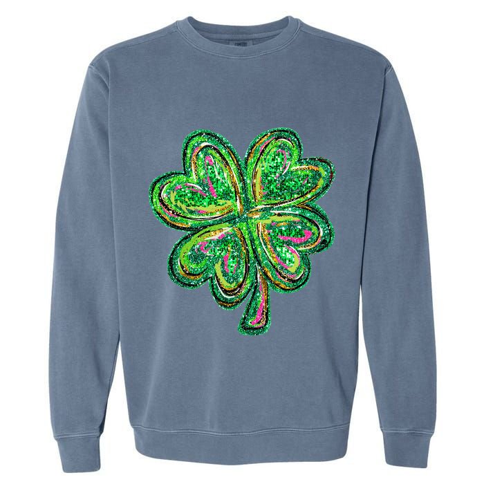 Shamrock Effect St Patricks Day Four Leaf Clover Garment-Dyed Sweatshirt