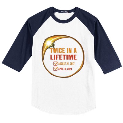 Solar Eclipse Shirts Twice In Lifetime 2024 Solar Eclipse Baseball Sleeve Shirt