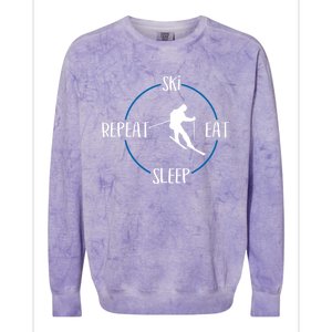 Ski Eat Sleep Repeat Gift For Skiers And Downhill Skiers Funny Gift Colorblast Crewneck Sweatshirt