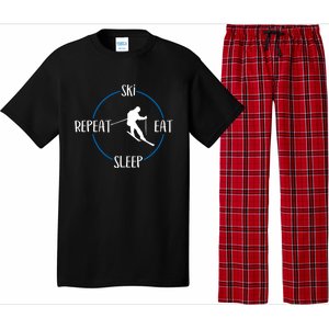 Ski Eat Sleep Repeat Gift For Skiers And Downhill Skiers Funny Gift Pajama Set