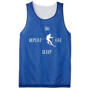 Ski Eat Sleep Repeat Gift For Skiers And Downhill Skiers Funny Gift Mesh Reversible Basketball Jersey Tank