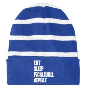 Sports Eat Sleep Pickleball Repeat Lover Gift Striped Beanie with Solid Band