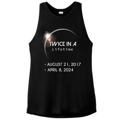 Solar Eclipse Twice In Lifetime 2024 Ladies PosiCharge Tri-Blend Wicking Tank