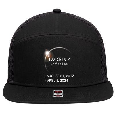 Solar Eclipse Twice In Lifetime 2024 7 Panel Mesh Trucker Snapback Hat