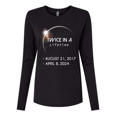 Solar Eclipse Twice In Lifetime 2024 Womens Cotton Relaxed Long Sleeve T-Shirt