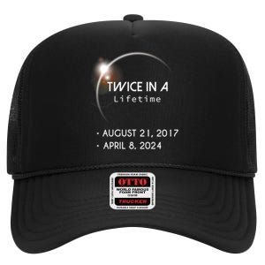 Solar Eclipse Twice In Lifetime 2024 High Crown Mesh Back Trucker Hat