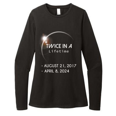 Solar Eclipse Twice In Lifetime 2024 Womens CVC Long Sleeve Shirt