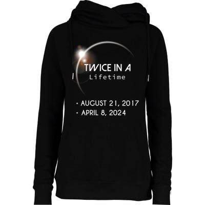 Solar Eclipse Twice In Lifetime 2024 Womens Funnel Neck Pullover Hood