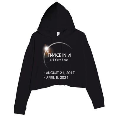 Solar Eclipse Twice In Lifetime 2024 Crop Fleece Hoodie