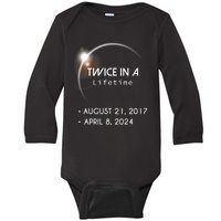 Solar Eclipse Twice In Lifetime 2024 Baby Long Sleeve Bodysuit