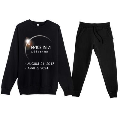 Solar Eclipse Twice In Lifetime 2024 Premium Crewneck Sweatsuit Set