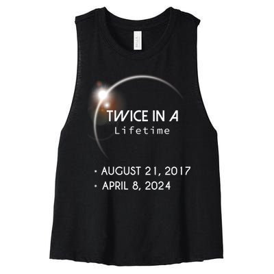 Solar Eclipse Twice In Lifetime 2024 Women's Racerback Cropped Tank