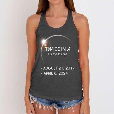 Solar Eclipse Twice In Lifetime 2024 Women's Knotted Racerback Tank