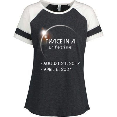 Solar Eclipse Twice In Lifetime 2024 Enza Ladies Jersey Colorblock Tee