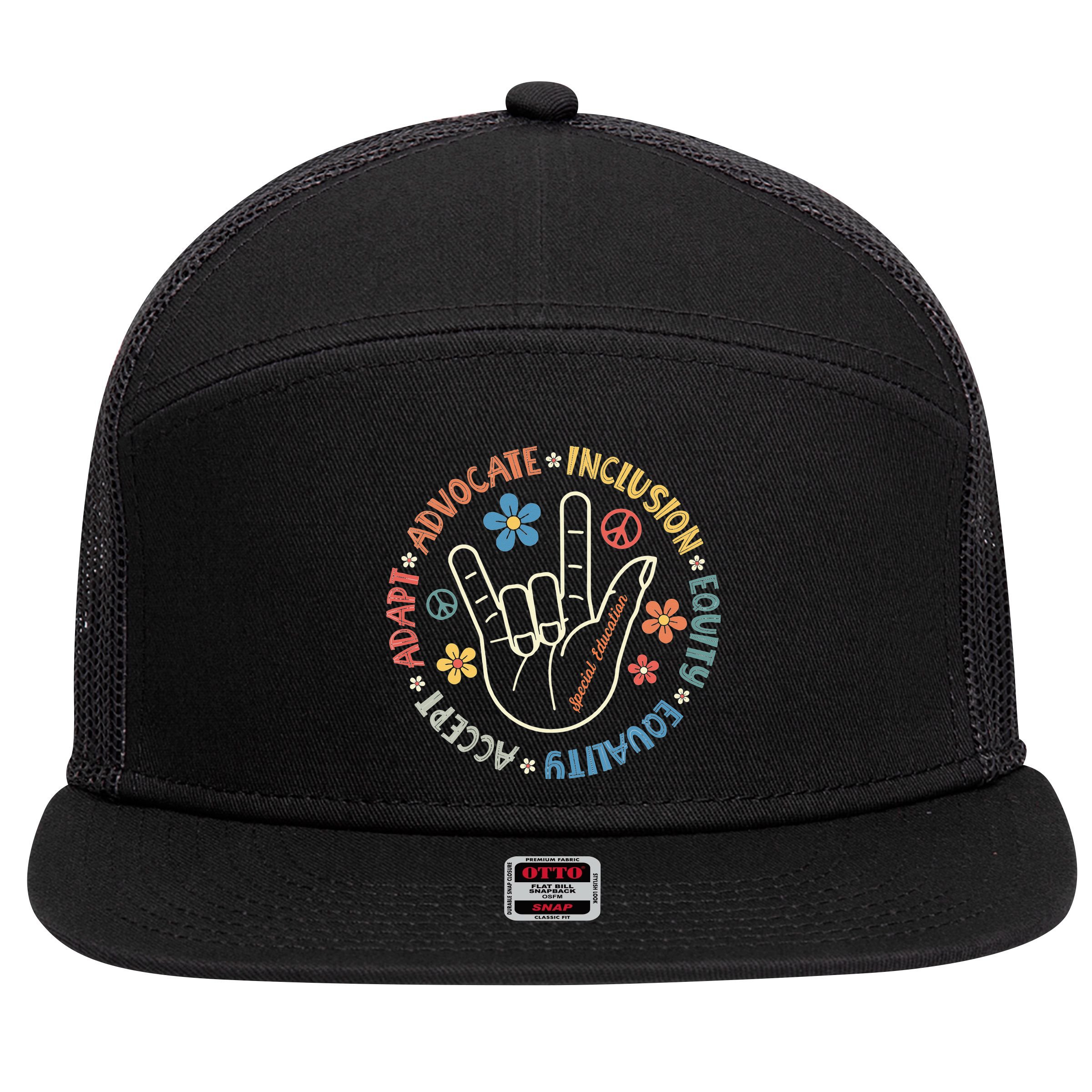 Special Education Teacher Inspirational Autism Awareness 7 Panel Mesh Trucker Snapback Hat