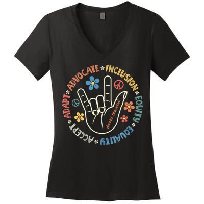 Special Education Teacher Inspirational Autism Awareness Women's V-Neck T-Shirt