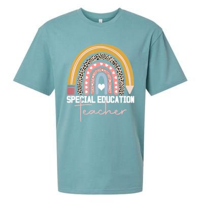 Special Education Teacher Sped Ed Sped Leopard Rainbow Cute Gift Sueded Cloud Jersey T-Shirt