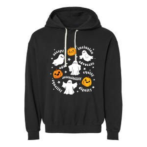 Special Education Teacher Funny Halloween Ghost Pumpkin Sped Garment-Dyed Fleece Hoodie