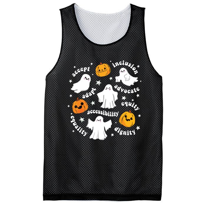 Special Education Teacher Funny Halloween Ghost Pumpkin Sped Mesh Reversible Basketball Jersey Tank