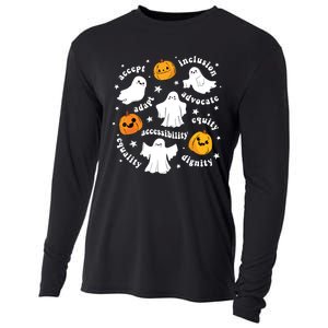 Special Education Teacher Funny Halloween Ghost Pumpkin Sped Cooling Performance Long Sleeve Crew