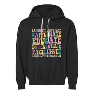 Special Education Teacher Laminate Accommodate Collaborate Garment-Dyed Fleece Hoodie