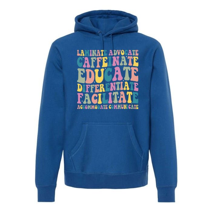 Special Education Teacher Laminate Accommodate Collaborate Premium Hoodie