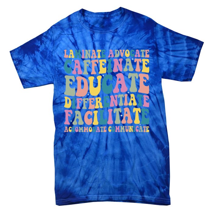 Special Education Teacher Laminate Accommodate Collaborate Tie-Dye T-Shirt