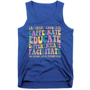 Special Education Teacher Laminate Accommodate Collaborate Tank Top