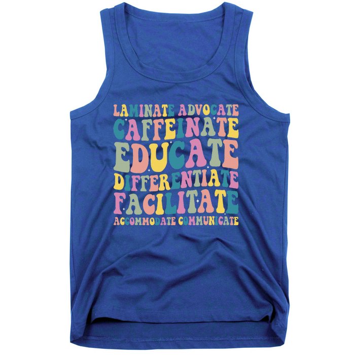 Special Education Teacher Laminate Accommodate Collaborate Tank Top