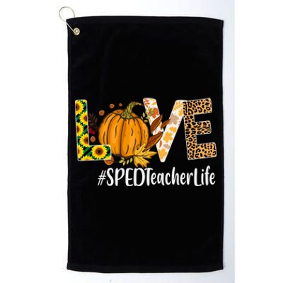 Special Education Teacher Love Fall Leopard Halloween Autumn Gift Platinum Collection Golf Towel