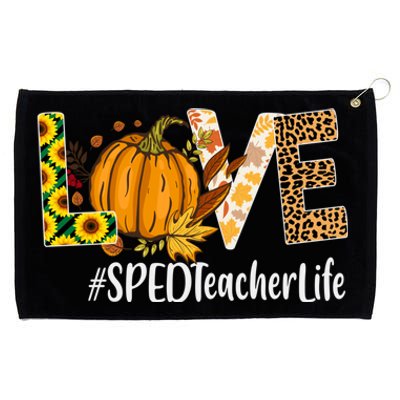 Special Education Teacher Love Fall Leopard Halloween Autumn Gift Grommeted Golf Towel