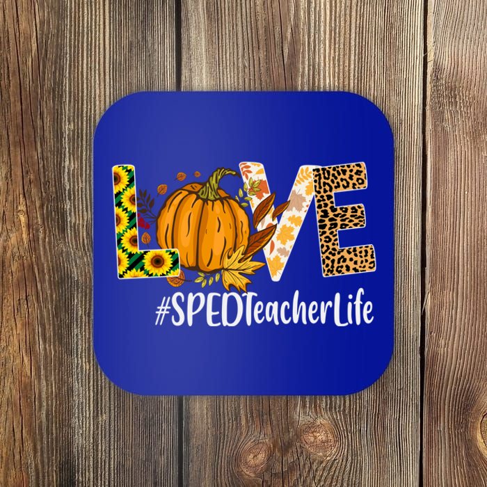 Special Education Teacher Love Fall Leopard Halloween Autumn Gift Coaster