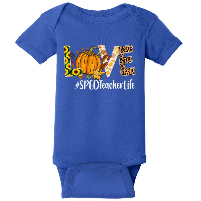 Special Education Teacher Love Fall Leopard Halloween Autumn Gift Baby Bodysuit