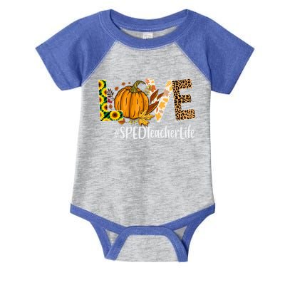 Special Education Teacher Love Fall Leopard Halloween Autumn Gift Infant Baby Jersey Bodysuit