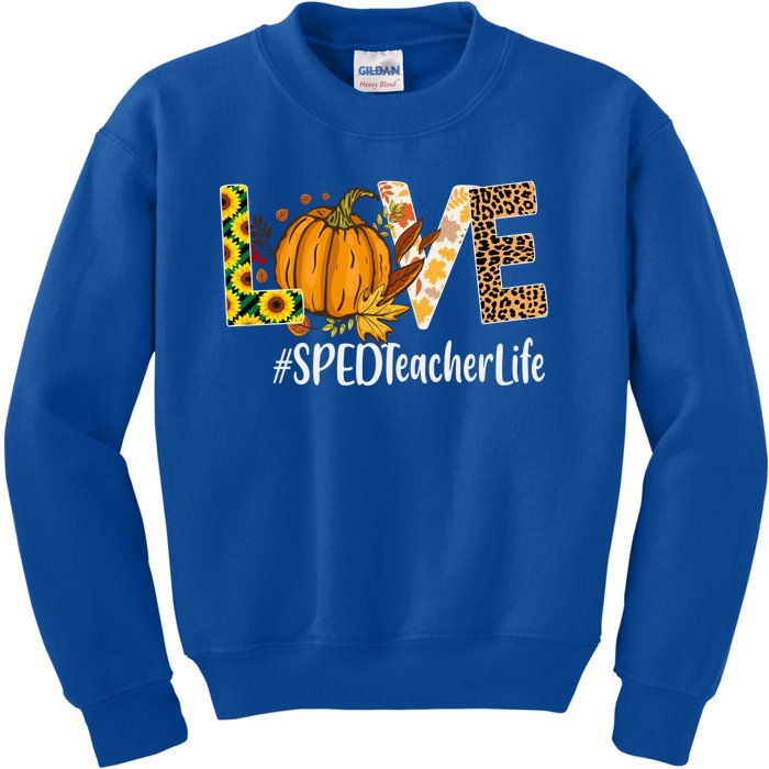 Special Education Teacher Love Fall Leopard Halloween Autumn Gift Kids Sweatshirt