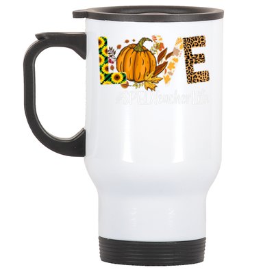 Special Education Teacher Love Fall Leopard Halloween Autumn Gift Stainless Steel Travel Mug